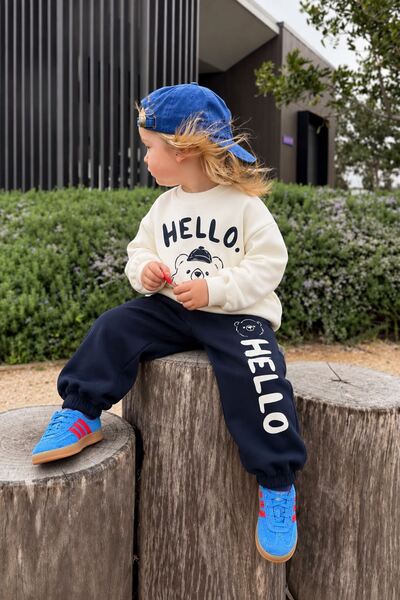 Minigimin Cicileri Hello Teddy Bear Printed Boys' 2-Piece Seasonal Set - Navy...