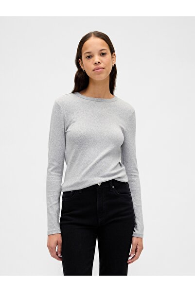 GAP Kadın Açık Gri Modern Shrunken T-Shirt