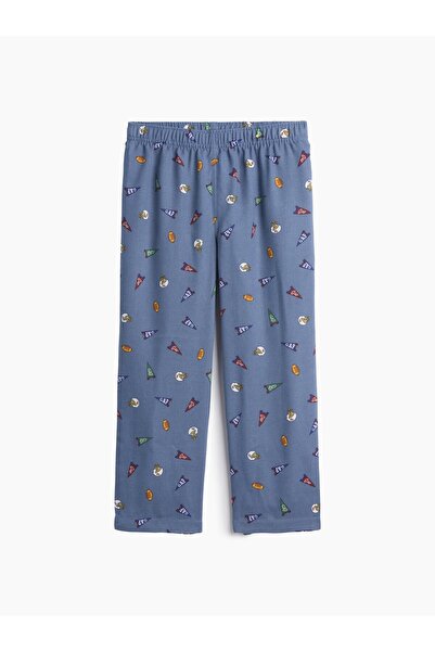 GAP Erkek Çocuk Mavi Baskılı Flannel Pijama Altı