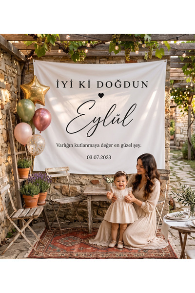 Gravs Kişiselleştirilebilir Büyük Ebat Dikey Birinci Kalite İyi Ki Doğdun Kum...