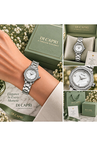 Generic Brand ساعة نسائية DI CAPRI فضية بتصميم فاخر LOOSTER TIME