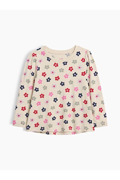 GAP Kız Bebek Bej Puff Sleeve T-Shirt