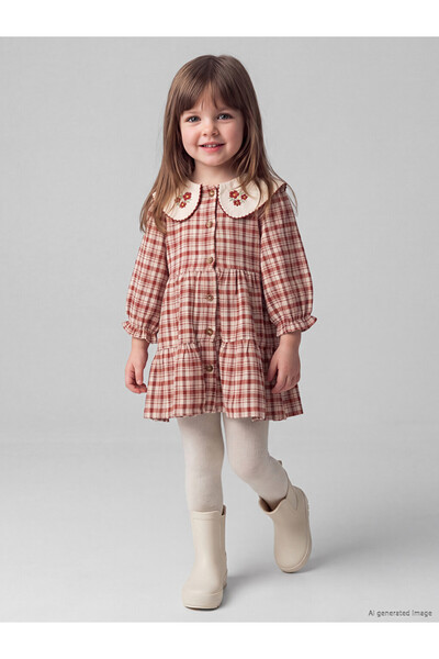 LC Waikiki I Bebe Roba Collared Checkered Embroidered Baby Girl Dress from Fr...