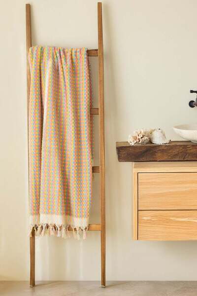 vivamaison Ponpon Towel Chickpea Woven 90X170 Bath Towel Mint Pink