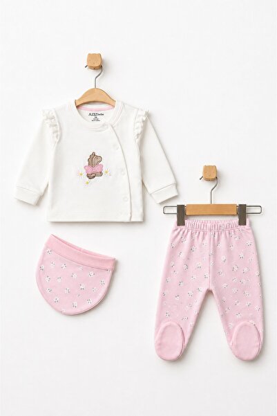 Aziz Bebe Baby Girl Bodysuit, Pants, Beanie, 3-Piece Baby Set, 0 Months-6 Months