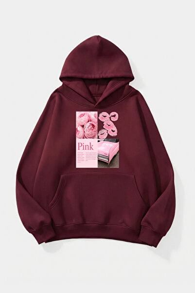 trendypassion Unisex μπλούζα με κουκούλα με μαλακή υφή, ροζ σχέδιο με τυπωμέν...