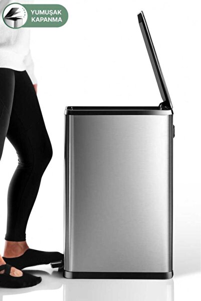 Geseus Primanova Dikdörtgen Çelik Çöp Kovası 40 Litre - Inox