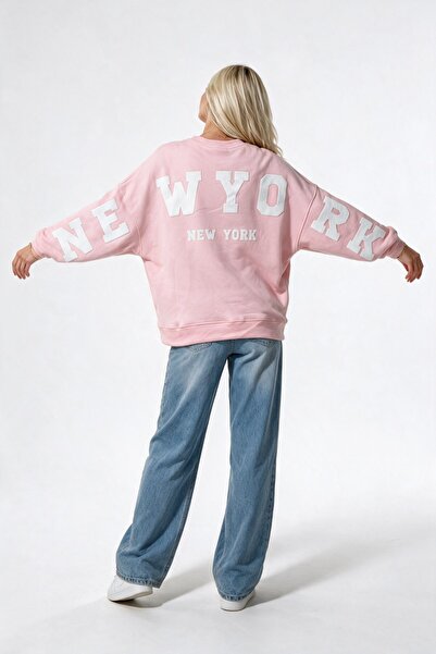 The Champ Clothing Γυναικείο φούτερ oversize WYO NY με στάμπα ροζ – Λαιμόκοψη...