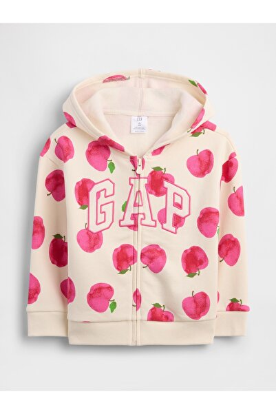 GAP Kız Bebek Krem Logo Fermuarlı Sweatshirt