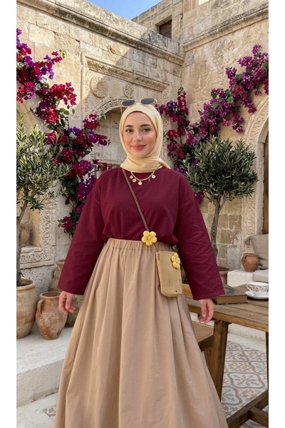 AWOONN Kadın Rahat Kalıp Tesettüre Uygun Bluz Body