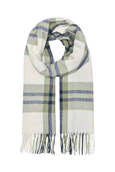ONLY Women's Onlmathilde Tassel Detailed Plaid Scarf 15376304 Green