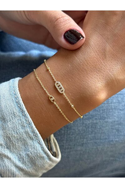 Tuysa Jewelry Üç Taşlı Messika Model İkili Bileklik Set