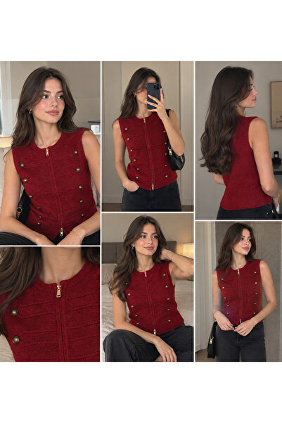 Bessia Butik Scarlet Fermuar Detaylı Süveter