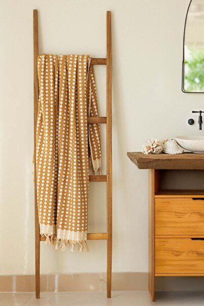 vivamaison Ponpon Towel Chickpea Woven 90X170 Bath Towel Mustard