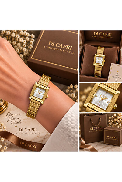 Generic Brand ساعة DI CAPRI النسائية الذهبية المربعة LOOSTER TIME
