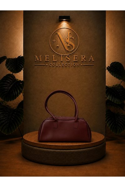 MELİSERA COLLECTION Kadın Bordo Renk Fermuarlı Baget El Omuz Çantası