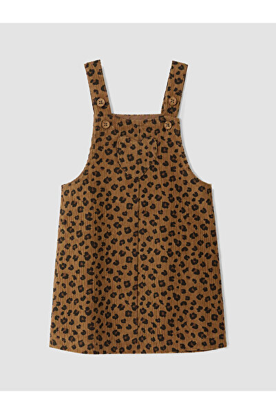 LC Waikiki Özmarka New Season Beige Leopard Patterned Baby Girl Salopet Dress