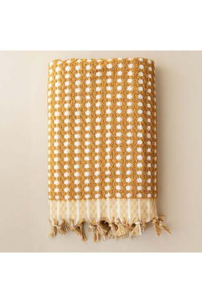 vivamaison Ponpon Towel Chickpea Woven 90X170 Bath Towel Mustard
