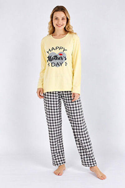 Serena Pijama damă, mânecă lungă, pantaloni lungi, imprimeu Happy Mother's Day
