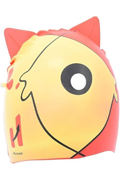Hirmoz Liquid Silicone For Kids Swimming Cap, Yellow And Red