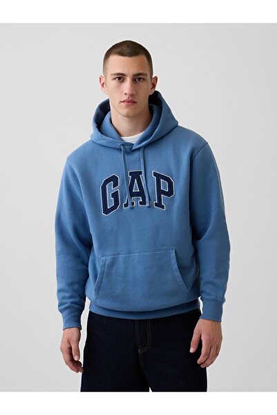 GAP Erkek Mavi VintageSoft Arch Logo Sweatshirt