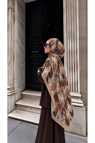 AGAPI Floral Patterned Women's Shawl – Elegant Patterned Casual Shawl in Brow...