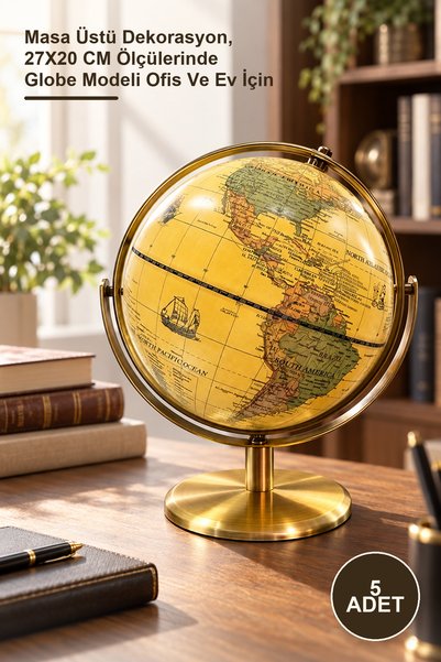 Yenilig 5 Adet Dekoratif Masa Üstü Dünya Küre – Masa Üstü Dekorasyon, 27X20 CM Ölçülerinde Globe Modeli Ofis Ve Ev İçin