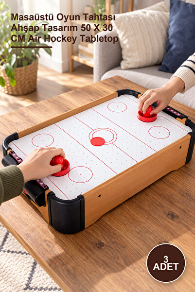 Yenilig 3 Pieces Wooden Desktop Air Hockey Game – Desktop Game Board Wooden D...