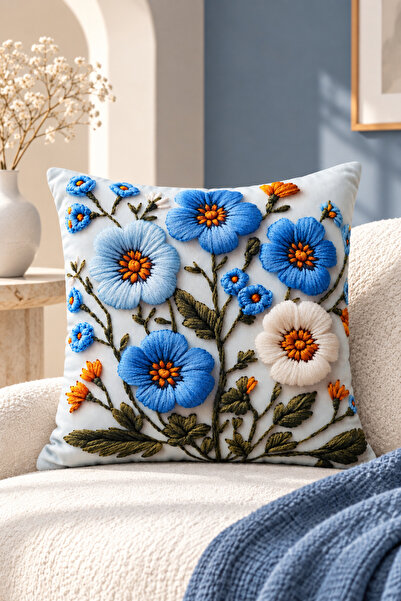 Bumedo Decorative Floral Cushion Cover 43X43 cm Punch Look 3D Digital Printed...