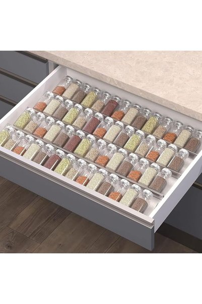 Emeralune 8 Pcs Spice Drawer Organizer, Clear Acrylic In Drawers Seasoning Ja...