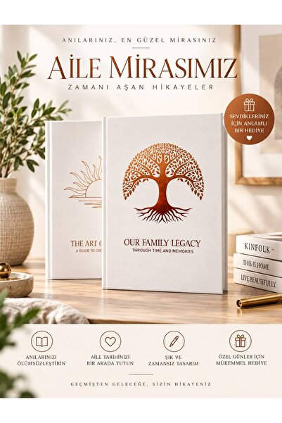 2’li Dekoratif Kitap Kutu Seti Beyaz İnce Dergi Görünümlü Yaşam Ağacı & Güneş Tasarımlı Dekoratif Obje