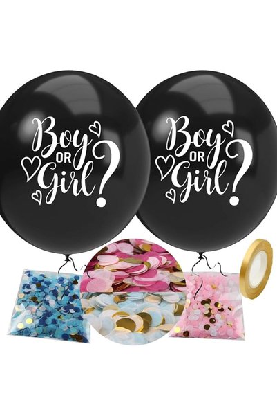 Mr.Mug Gender Reveal Balloon Kit, 90cm Black Boy or Girl Balloon with Pink an...