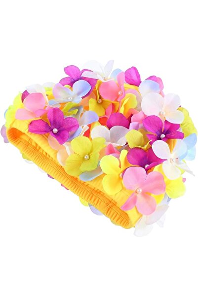 Yardwe 1pc Handmade Flower Swimming Cap Nylon Fabric a Bath Swimming Equipment