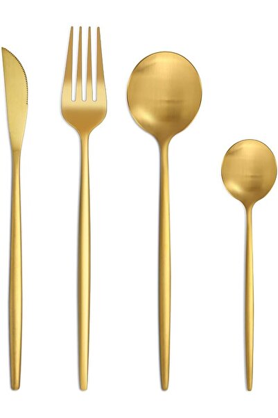 GENERAL Matte Gold Cutlery Sets 32 Pieces, Bestdin Elegant Stainless Steel Cu...