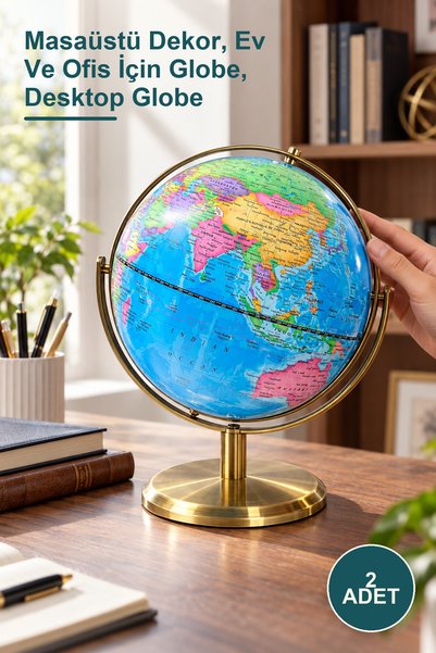 Yenilig 2 Adet Dekoratif Dünya Küre – Masaüstü Dekor, Ev Ve Ofis İçin Globe, Desktop Globe