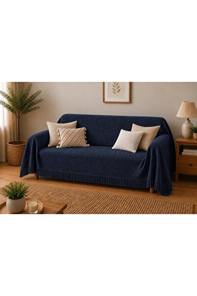 BAYBAYANAY Sofa Cover / Bedspread Navy Blue Plaid 100% Cotton 170X200 cm