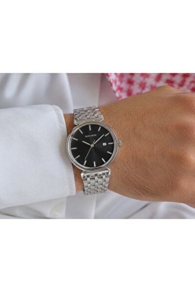Black Moon Men's Watch with Silver Color Black Dial