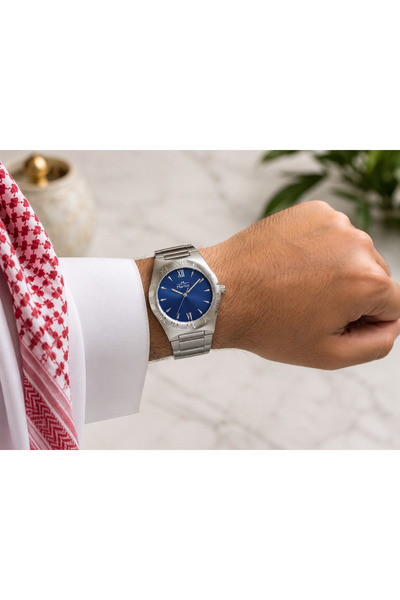 martini Men's Steel Watch in Silver with Navy Dial