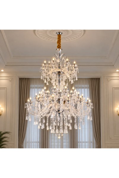 OEM Crystal Chandelier, 55xE14, Diameter 145cm, Height 230cm, Silver, Adjusta...