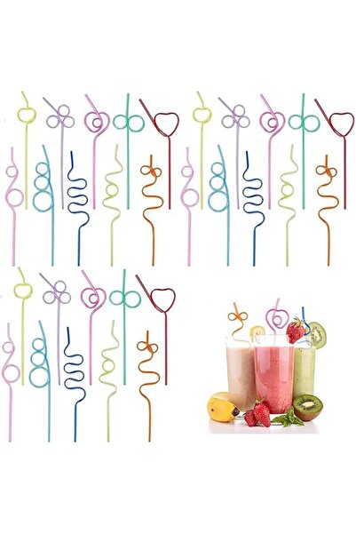 GENERAL 10 Styles Reusable Crazy Straws Set - Eco-Friendly BPA-Free Silly Loo...