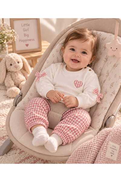ZİBİA HOMEWEAR PEMBE RENK KIZ ÇOCUK BEBE 2'Lİ ALT ÜST TAKIM