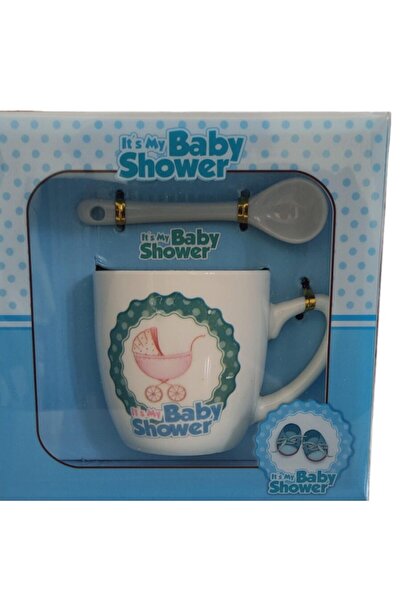 Malelis Κούπα για baby shower με κουτάλι σε συσκευασία δώρου, Καρότσι, Λευκό-...