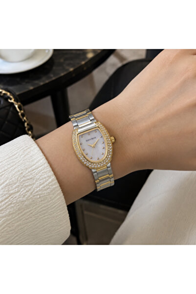 Black Moon women's watch in gold and silver color with silver dial