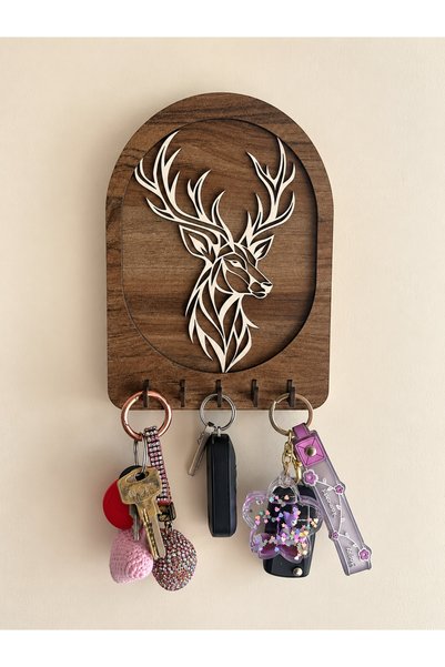ISLA HOME Ahşap Geyik Figürlü Anahtar Askılığı – 15x20 cm