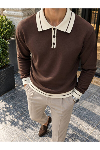 Generic Brand Men's button-down shirt collar knitwear
