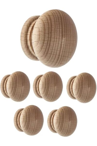 Merriway DOOR KNOB BEECH DRILLED UNLACQUERED 35mm