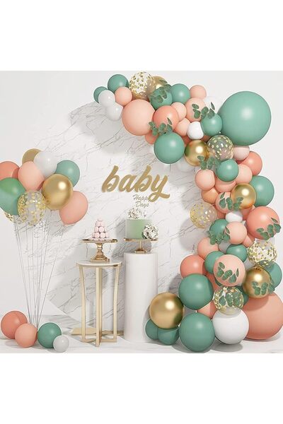 SYOSI Balloon Garland Arch Kit, Orange White Green and Gold Balloons Eucalypt...