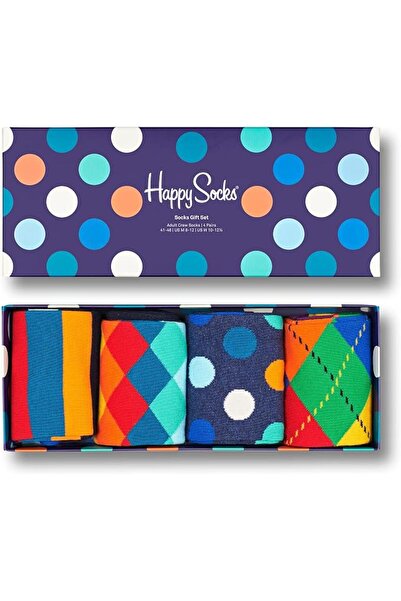 Happy Socks , 4-Pack Gift Box Crew Socks, Mixed Patterns Socks for Men and Women