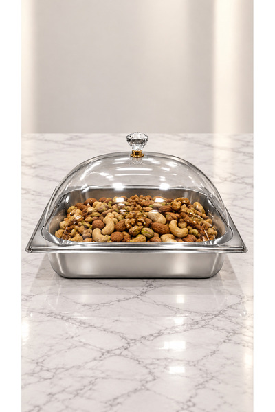 ABAREEK Stainless steel nut and food serving bowl with a transparent lid