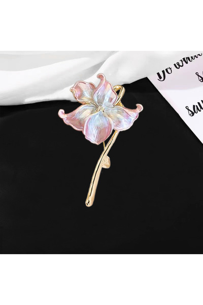 asc.home Nilüfer çiçeği metalik Pembe yaka iğnesi-broş 5.5 cm yükseklik